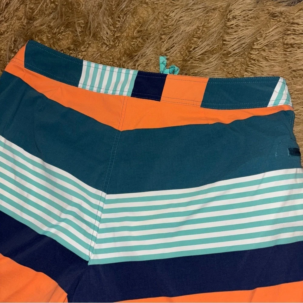 Patagonia Coastal Coral & Teal Swim Board Surf Shorts Quick Dry Fabric Size 38